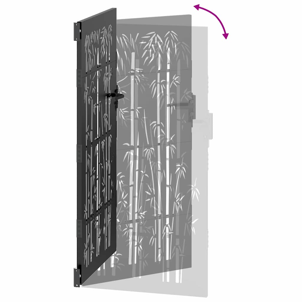 Garden Gate 85 x 175 cm Powder-coated steel Black Lockable