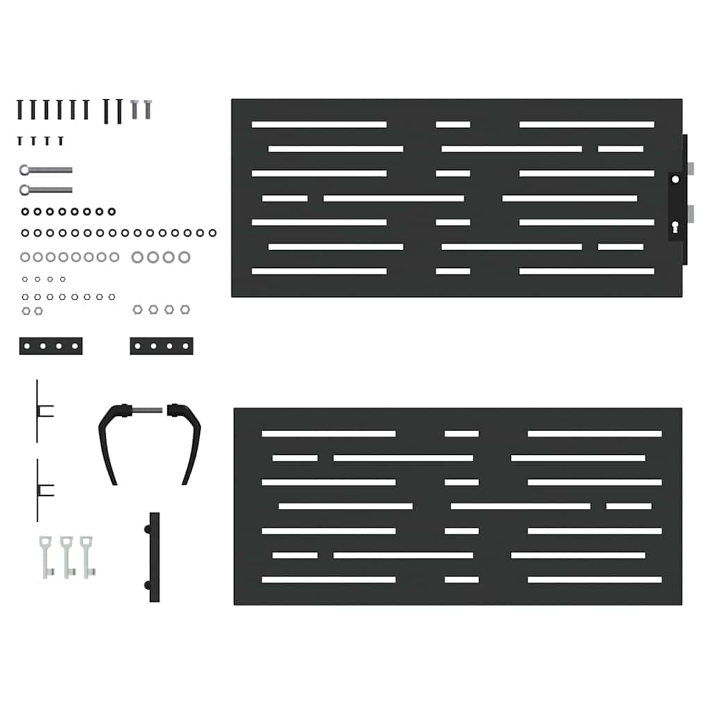 Garden Gate with Lock Black 85 x 100 cm Powder-coated steel