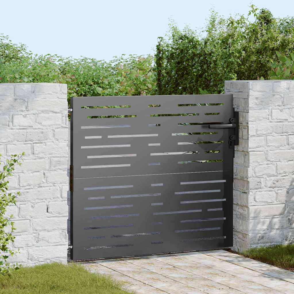 Garden Gate with Lock Black 85 x 100 cm Powder-coated steel