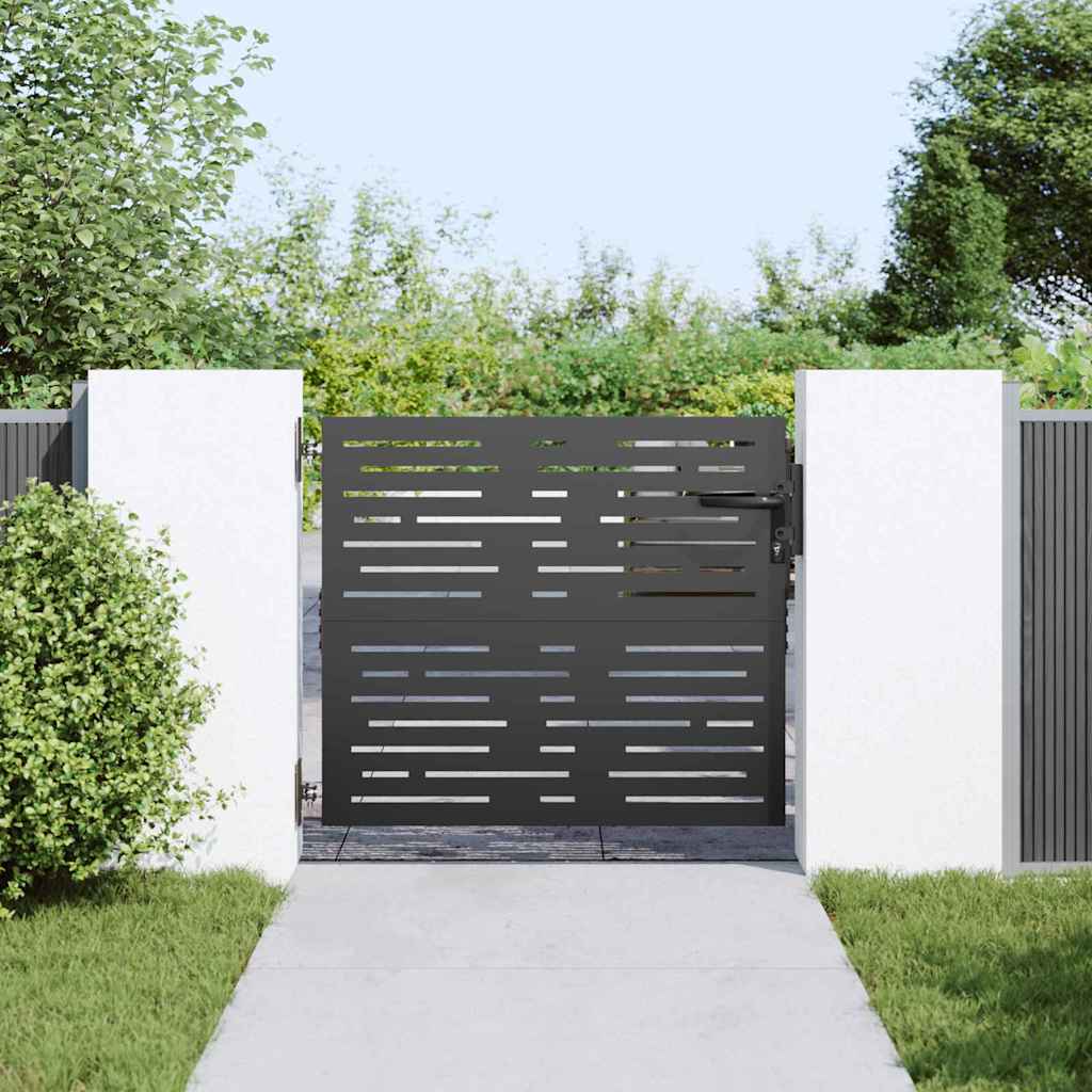 Garden Gate with Lock Black 85 x 100 cm Powder-coated steel