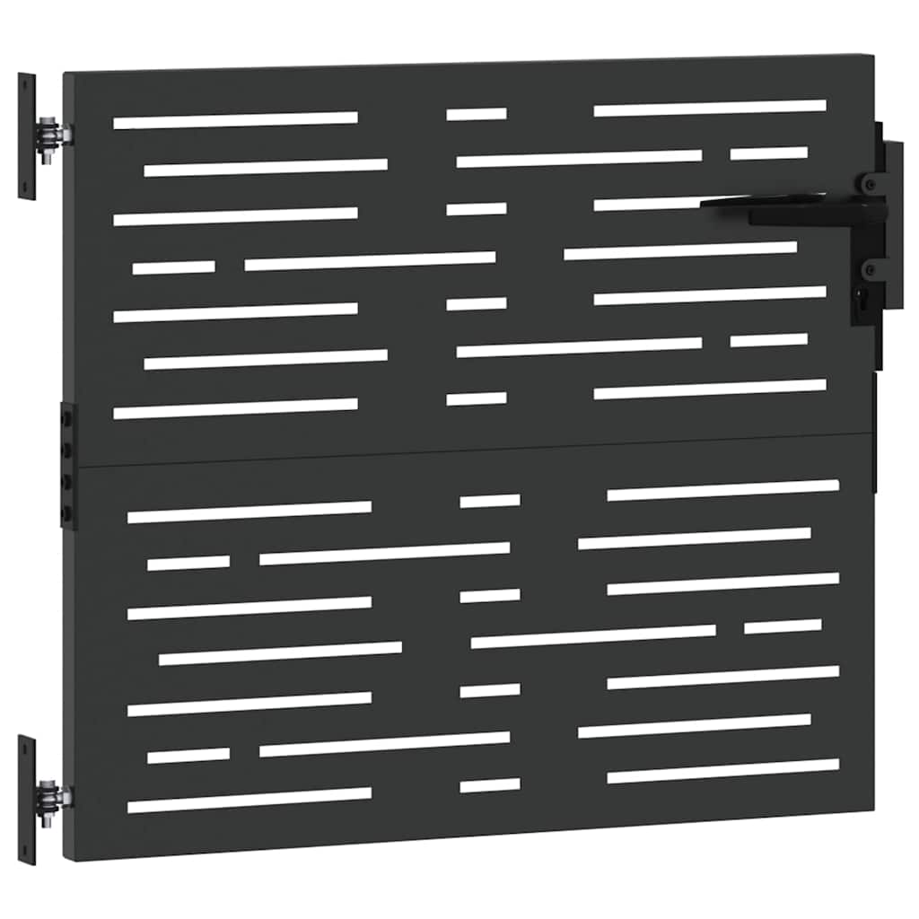 Garden Gate with Lock Black 85 x 100 cm Powder-coated steel