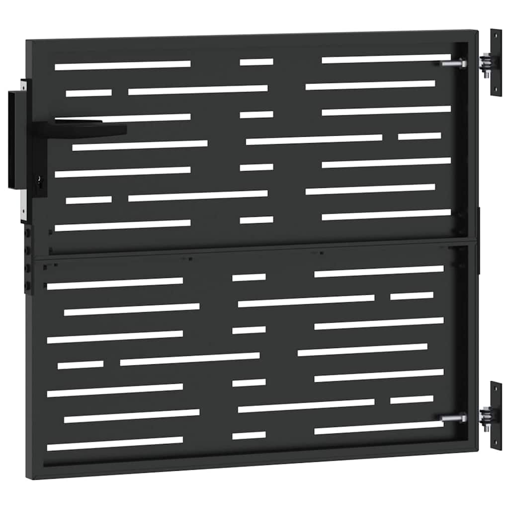 Garden Gate with Lock Black 85 x 100 cm Powder-coated steel