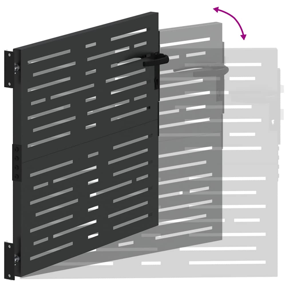 Garden Gate with Lock Black 85 x 100 cm Powder-coated steel