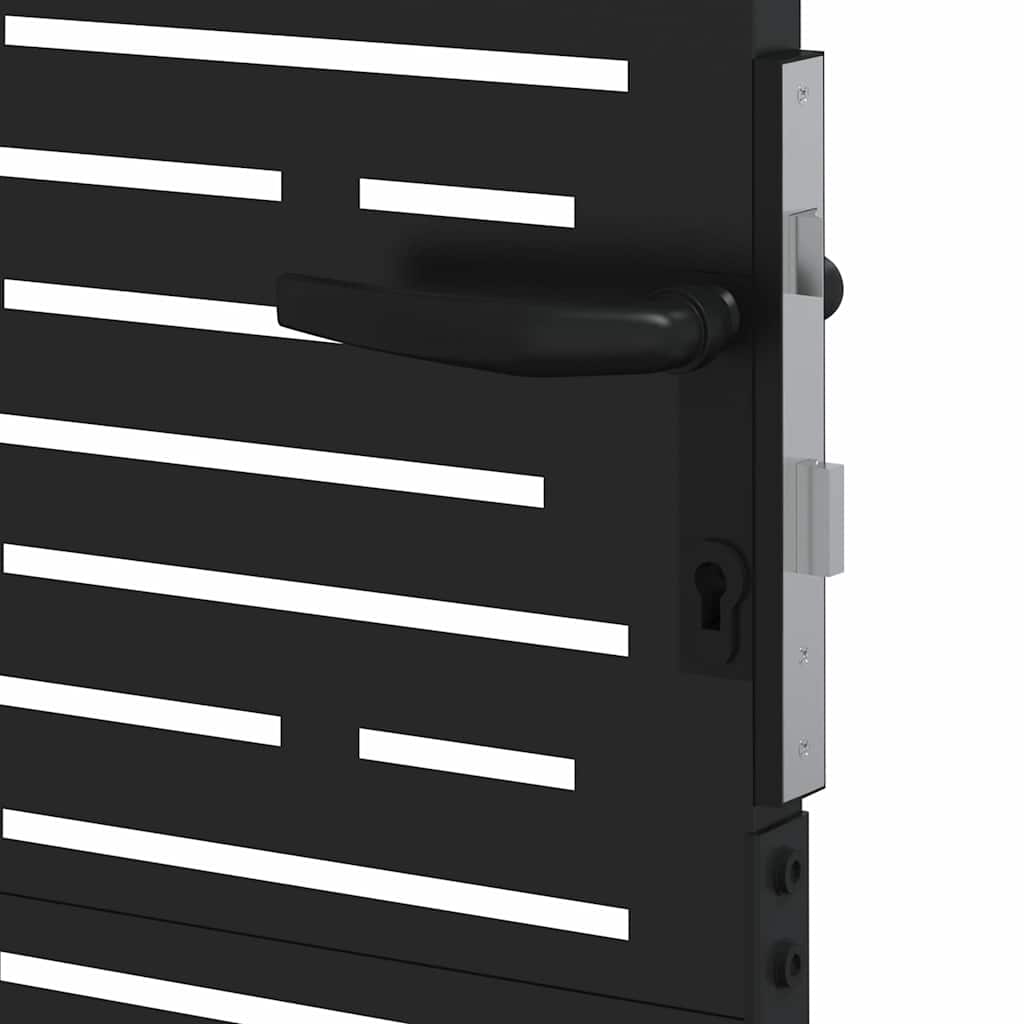 Garden Gate with Lock Black 85 x 125 cm Powder-coated steel