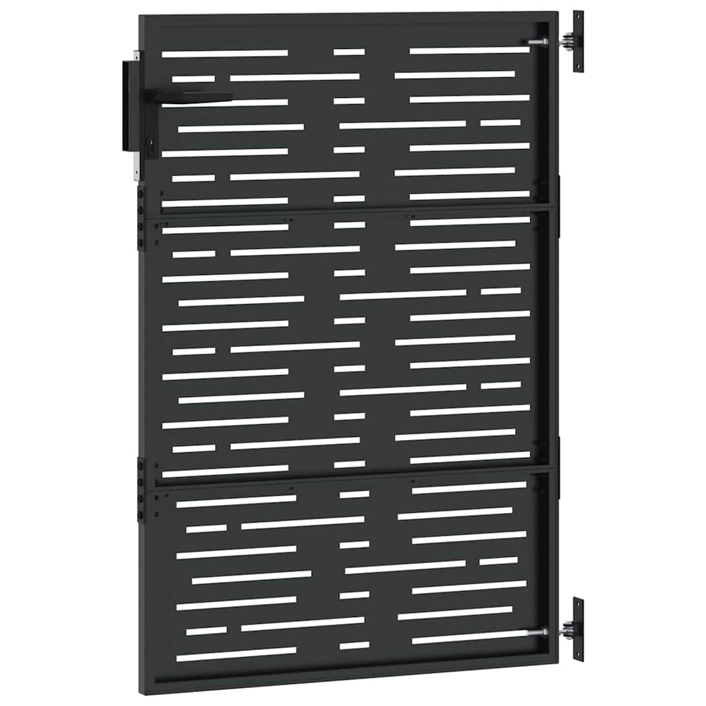 Garden Gate with Lock Black 85 x 125 cm Powder-coated steel