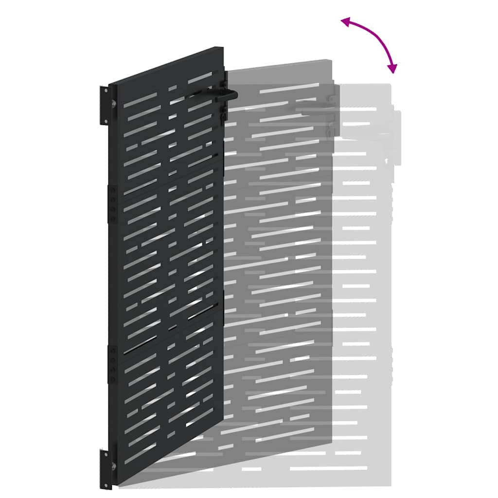 Garden Gate with Lock Black 85 x 125 cm Powder-coated steel