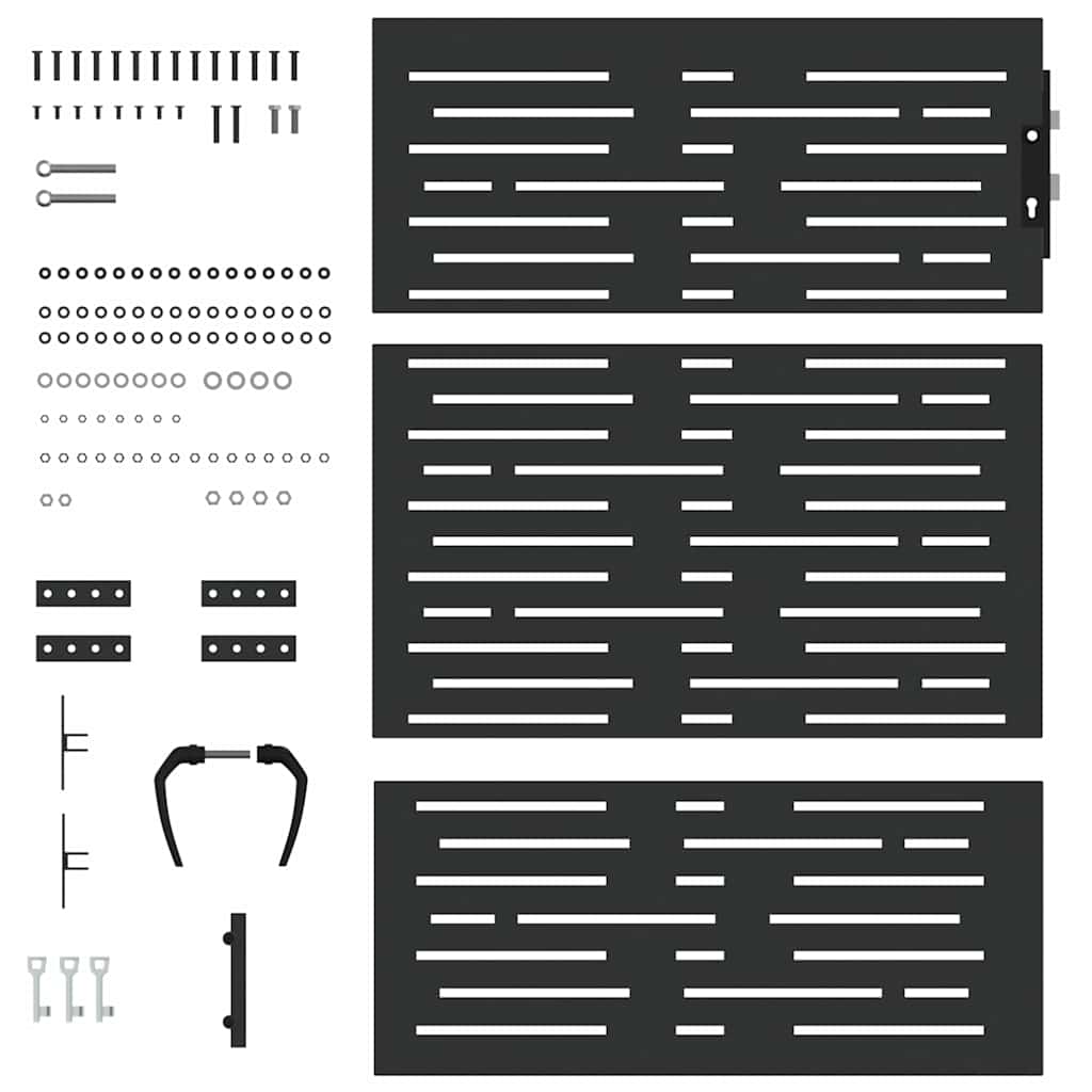 Garden Gate with Lock Black 85 x 150 cm Powder-coated steel