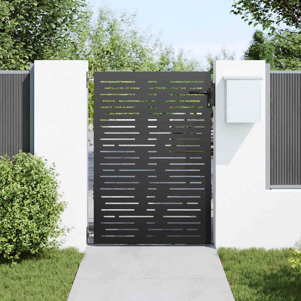 Garden Gate with Lock Black 85 x 150 cm Powder-coated steel