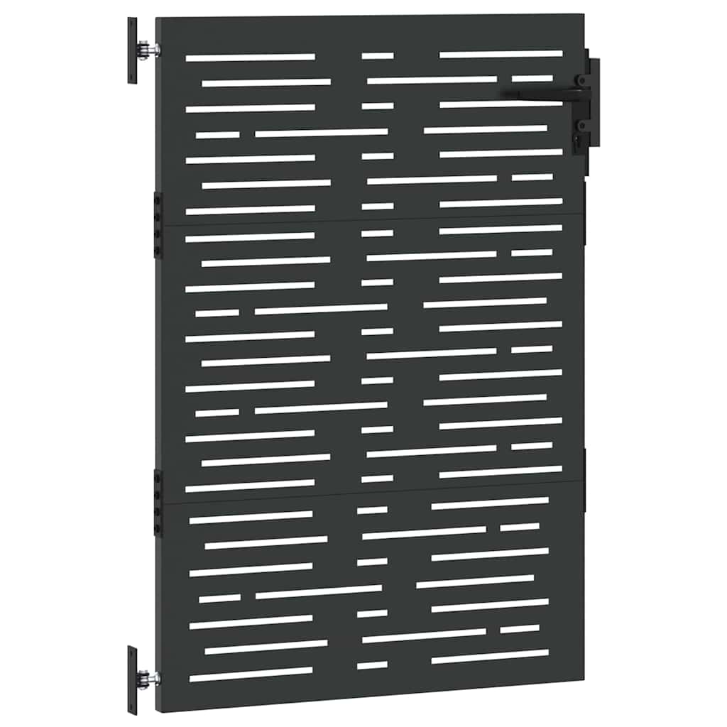 Garden Gate with Lock Black 85 x 150 cm Powder-coated steel