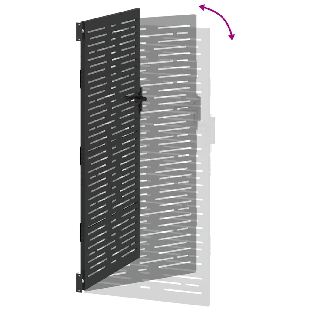 Garden Gate with Lock Black 85 x 175 cm Powder-coated steel