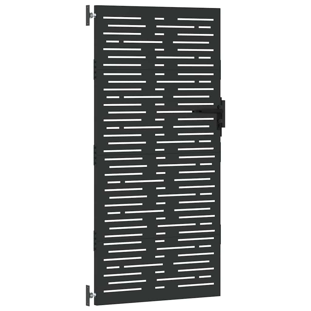 Garden Gate with Lock Black 85 x 200 cm Powder-coated steel