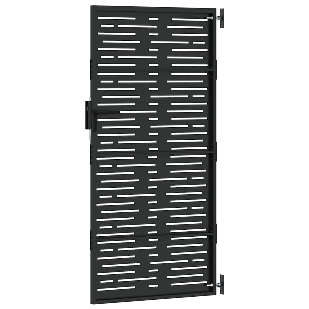 Garden Gate with Lock Black 85 x 200 cm Powder-coated steel