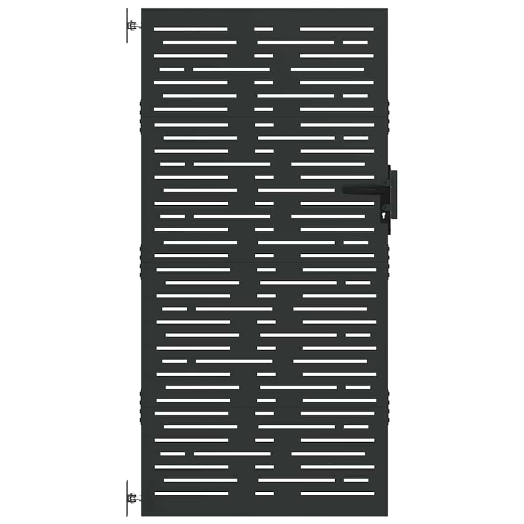 Garden Gate with Lock Black 85 x 200 cm Powder-coated steel