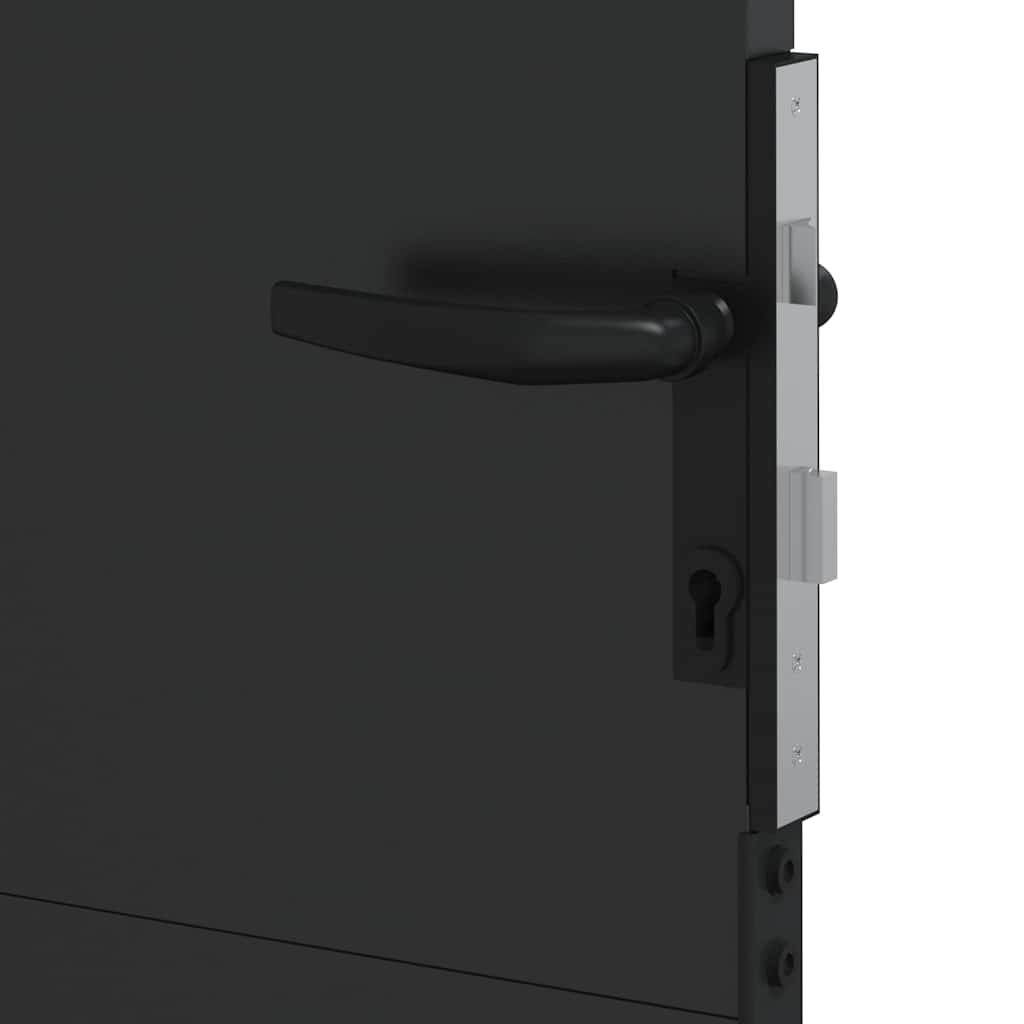 Garden Gate with Lock Black 85 x 100 cm Powder-coated steel
