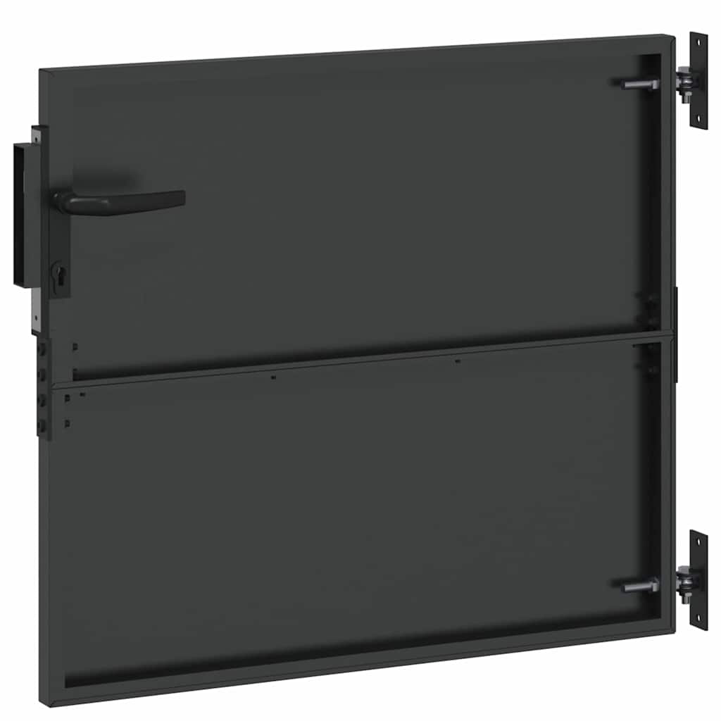 Garden Gate with Lock Black 85 x 100 cm Powder-coated steel