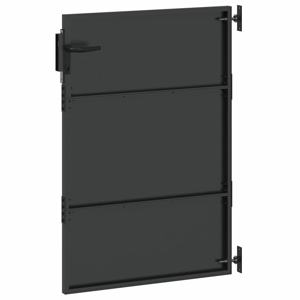 Garden Gate with Lock Black 85 x 125 cm Powder-coated steel