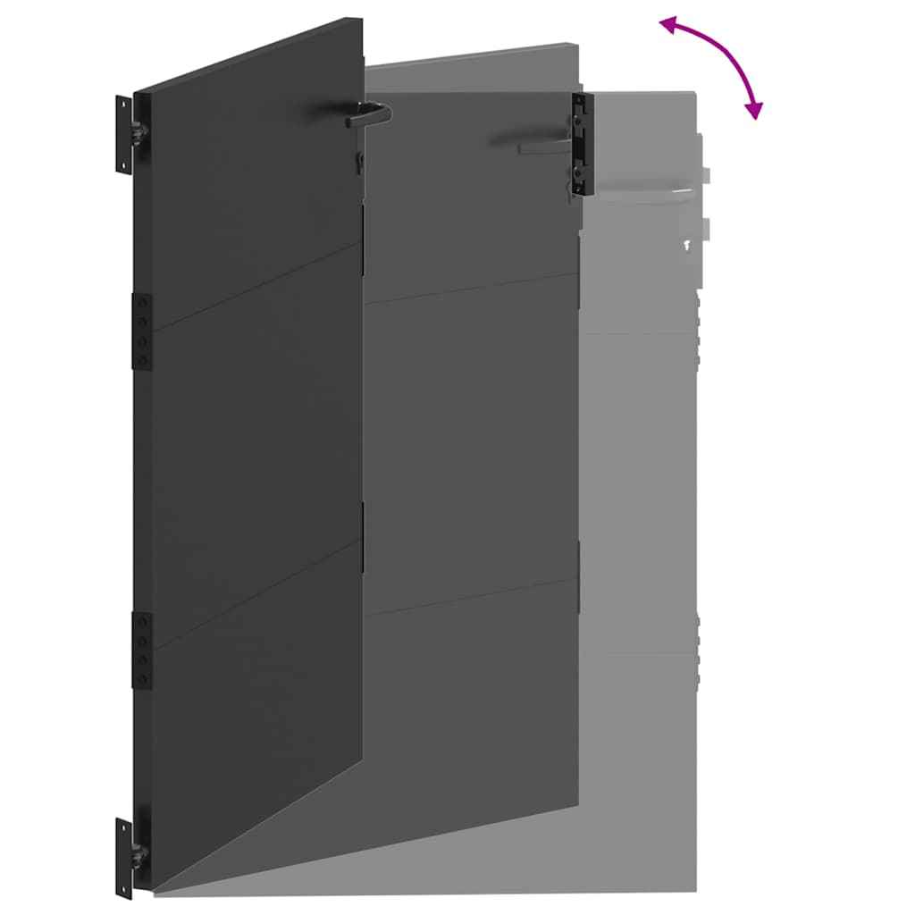 Garden Gate with Lock Black 85 x 150 cm Powder-coated steel