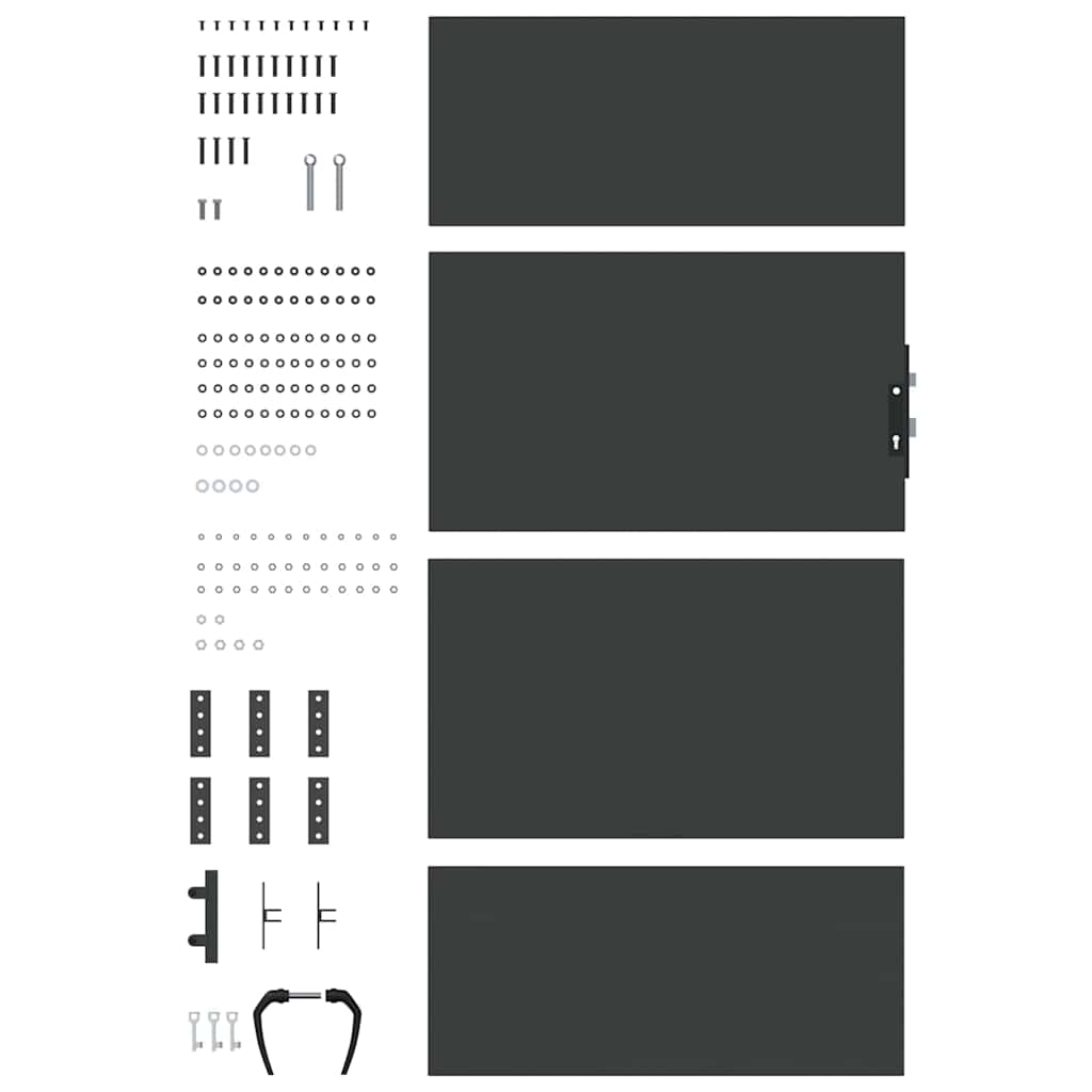 Garden Gate with Lock Black 85 x 175 cm Powder-coated steel