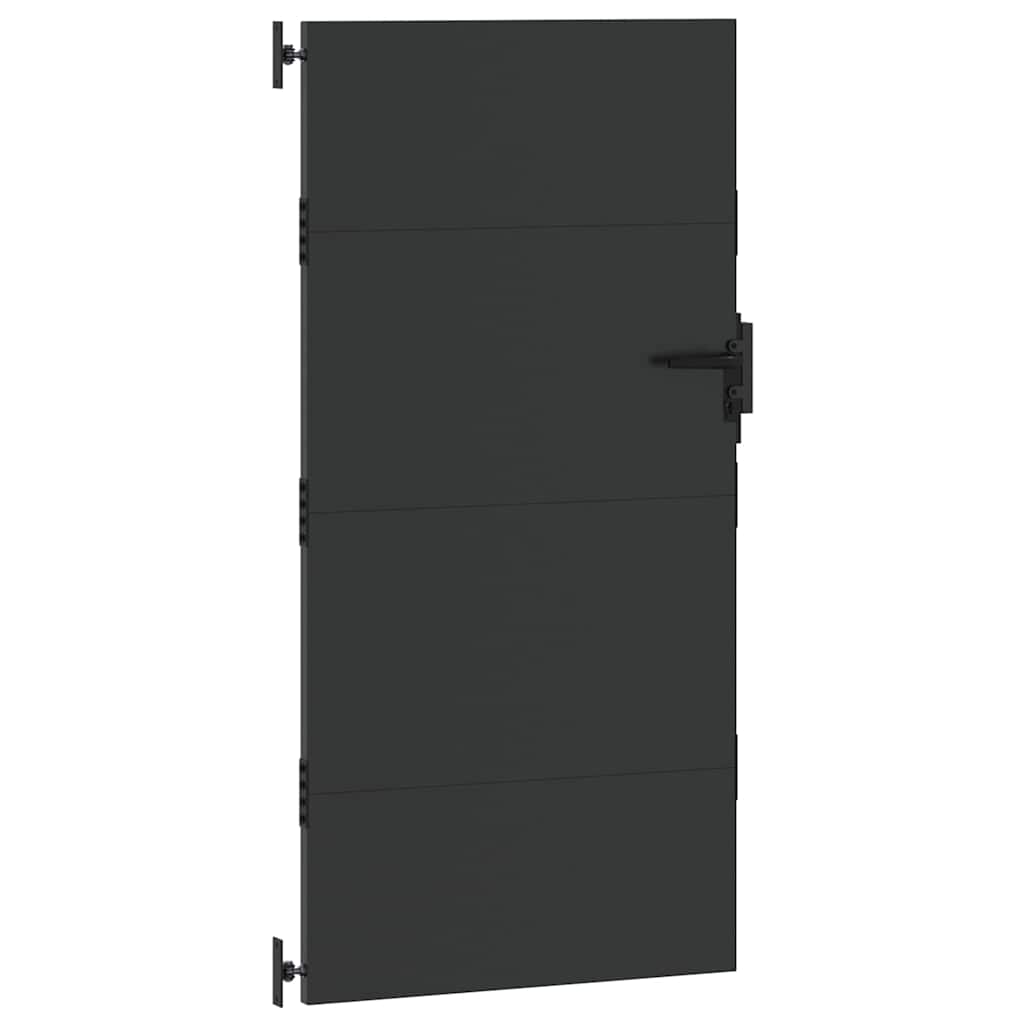 Garden Gate with Lock Black 85 x 175 cm Powder-coated steel