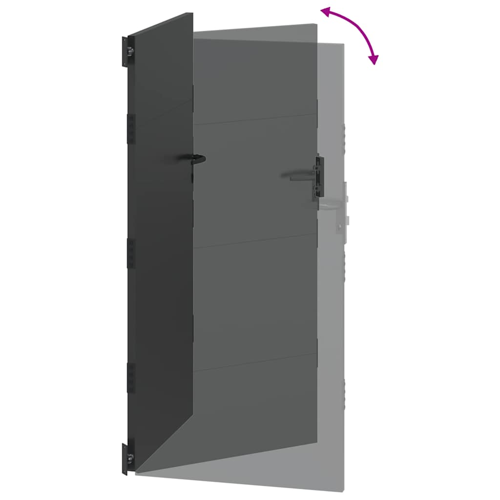 Garden Gate with Lock Black 85 x 175 cm Powder-coated steel