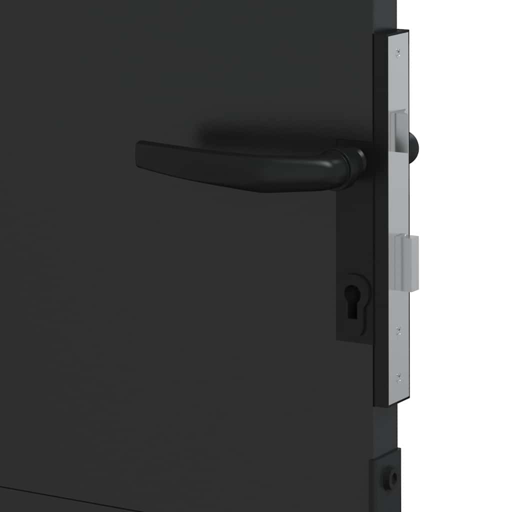 Garden Gate with Lock Black 85 x 200 cm Powder-coated steel