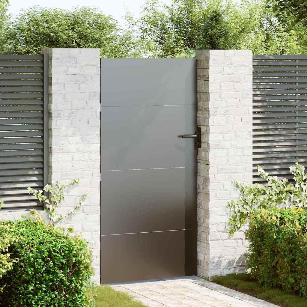 Garden Gate with Lock Black 85 x 200 cm Powder-coated steel