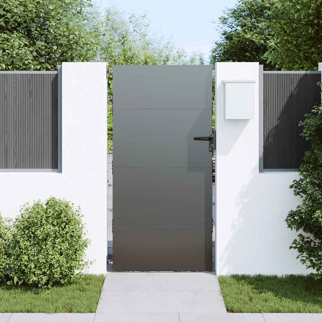 Garden Gate with Lock Black 85 x 200 cm Powder-coated steel