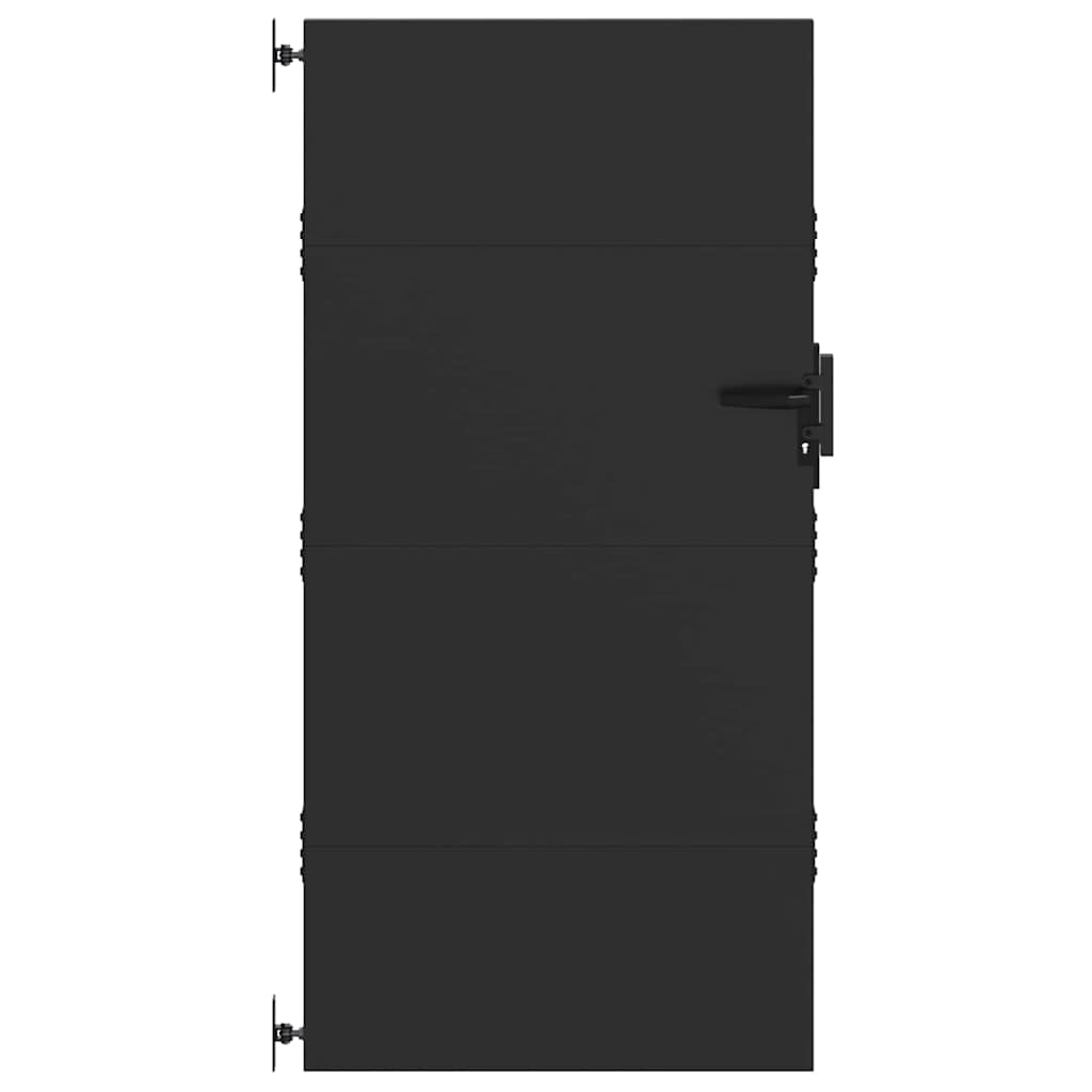 Garden Gate with Lock Black 85 x 200 cm Powder-coated steel