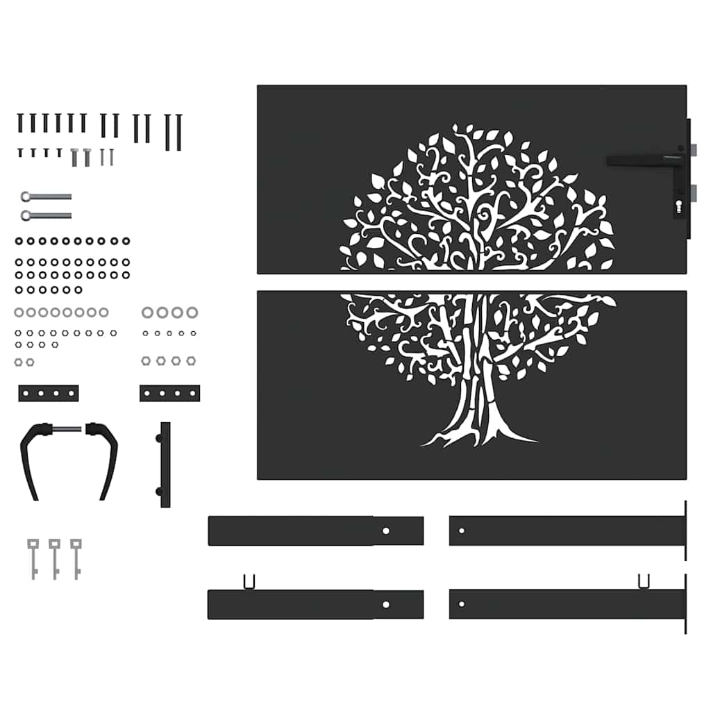 Garden Gate with Lock Black 110 x 105 cm Powder-coated steel