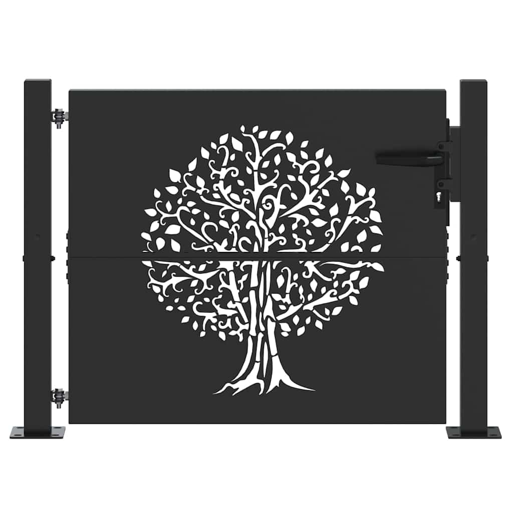 Garden Gate with Lock Black 110 x 105 cm Powder-coated steel