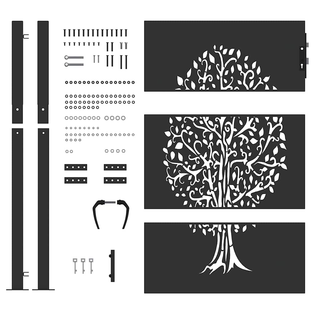 Garden Gate with Lock Black 110 x 130 cm Powder-coated steel
