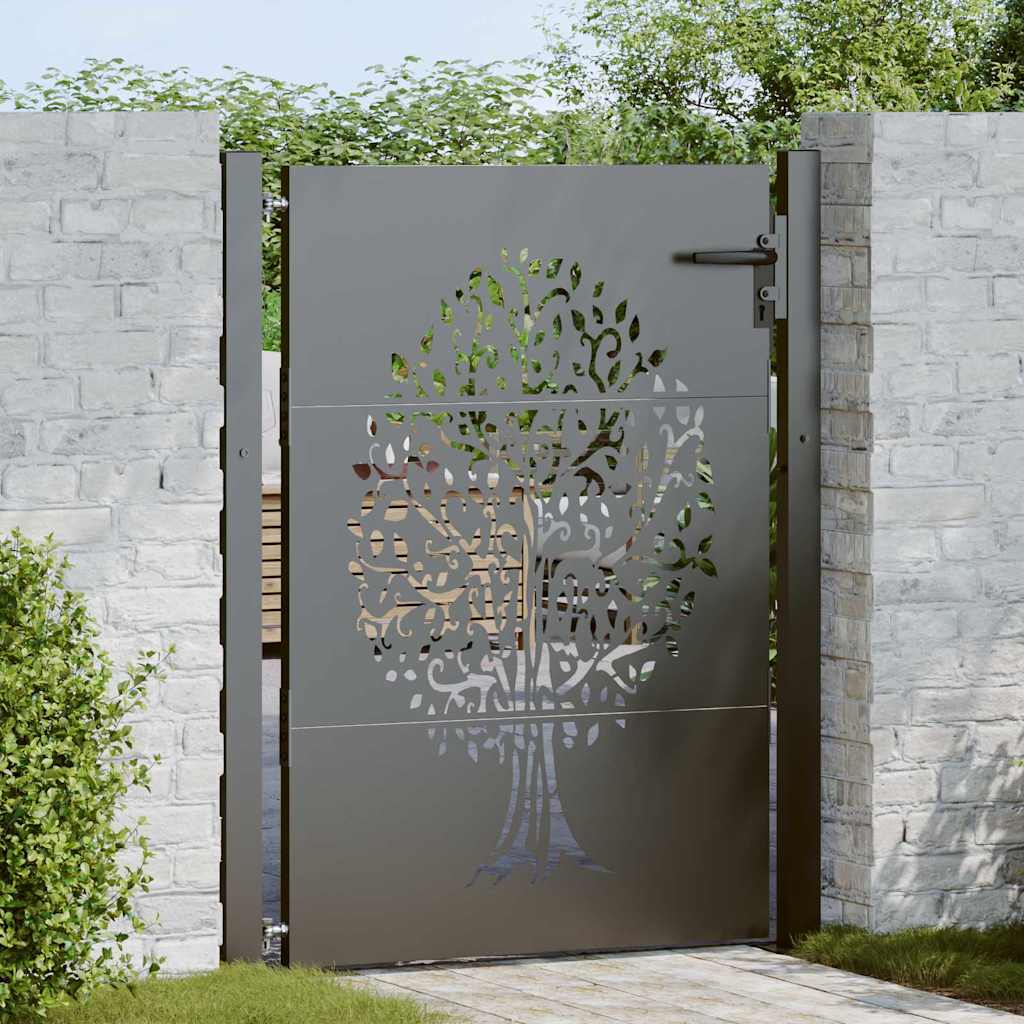 Garden Gate with Lock Black 110 x 130 cm Powder-coated steel