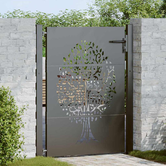 Garden Gate with Lock Black 110 x 130 cm Powder-coated steel