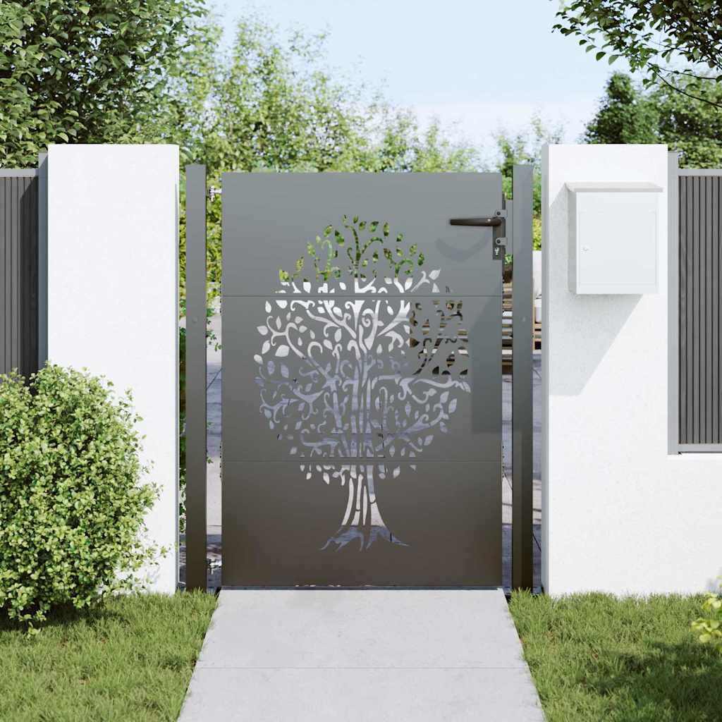 Garden Gate with Lock Black 110 x 130 cm Powder-coated steel