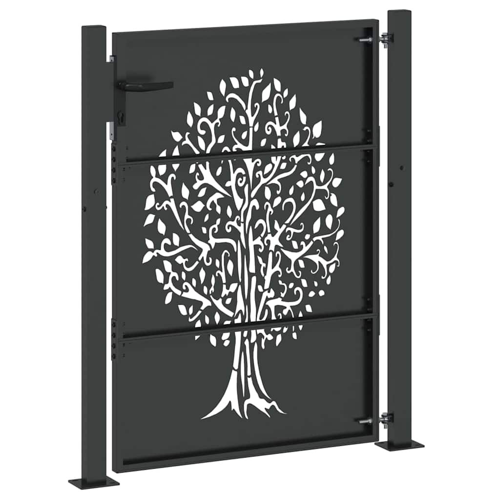 Garden Gate with Lock Black 110 x 130 cm Powder-coated steel