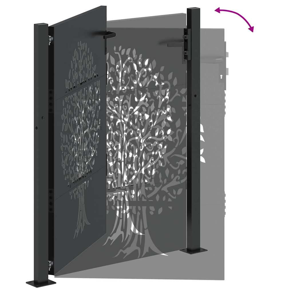 Garden Gate with Lock Black 110 x 130 cm Powder-coated steel