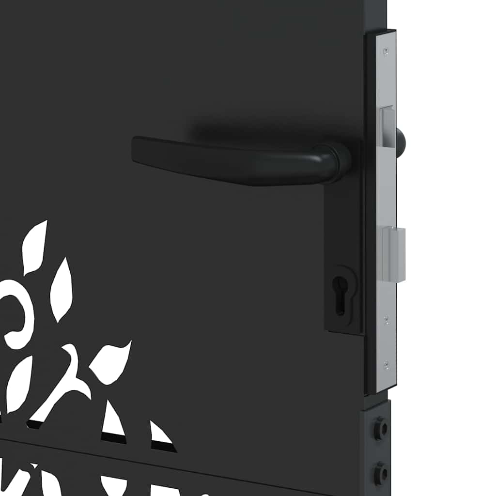 Garden Gate with Lock Black 110 x 155 cm Powder-coated steel