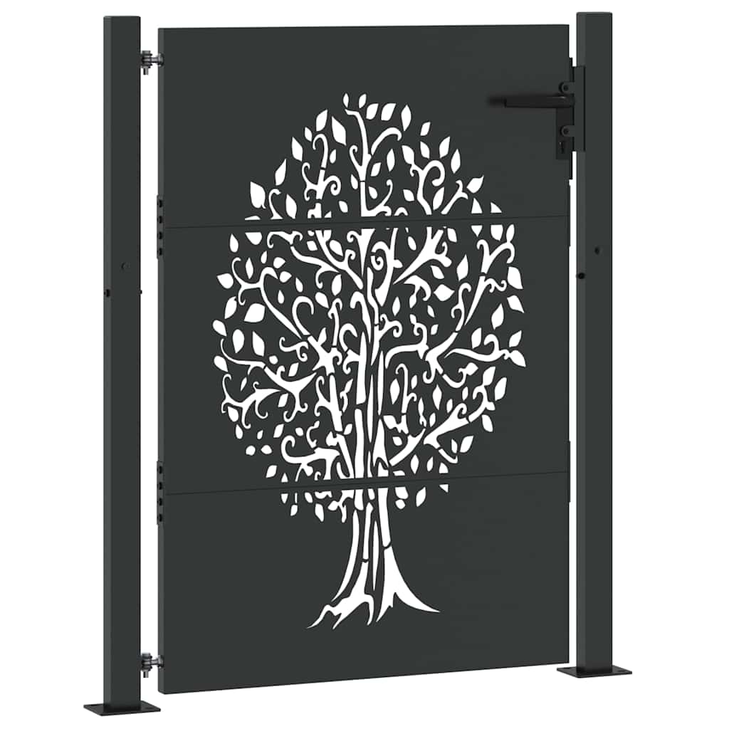 Garden Gate with Lock Black 110 x 155 cm Powder-coated steel