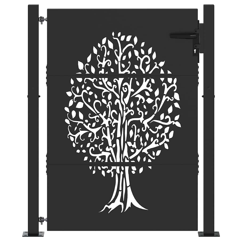 Garden Gate with Lock Black 110 x 155 cm Powder-coated steel