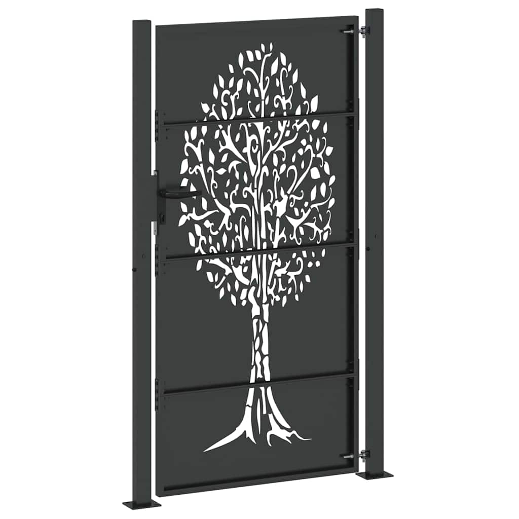 Garden Gate with Lock Black 110 x 180 cm Powder-coated steel