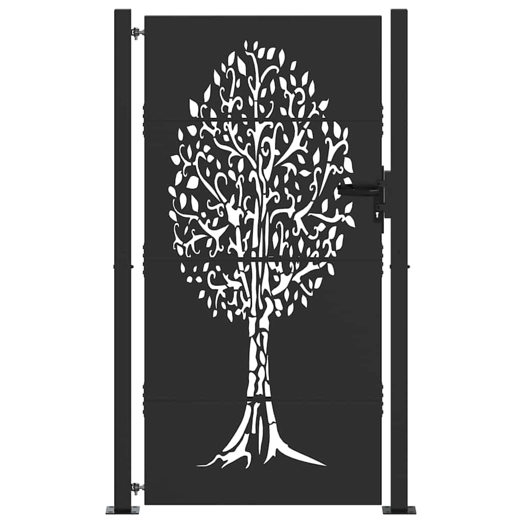 Garden Gate with Lock Black 110 x 180 cm Powder-coated steel