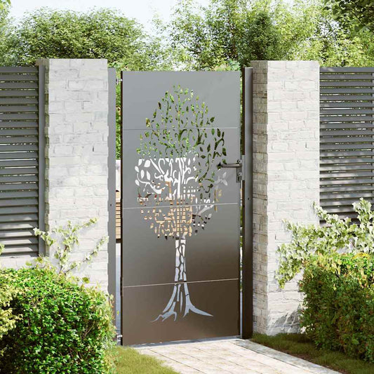 Garden Gate 110 x 205 cm Powder-coated steel Black Lockable