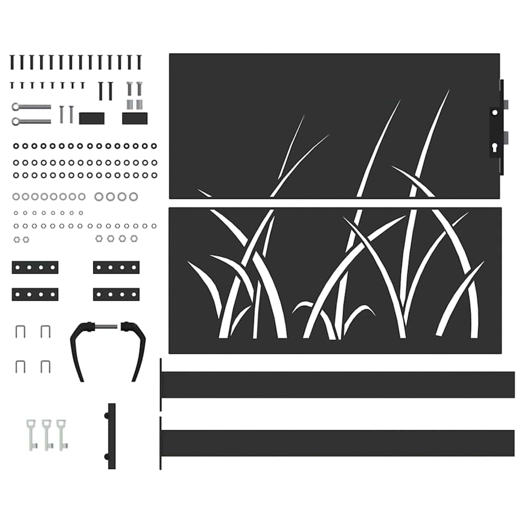 Garden Gate with Lock Black 110 x 105 cm Powder-coated steel