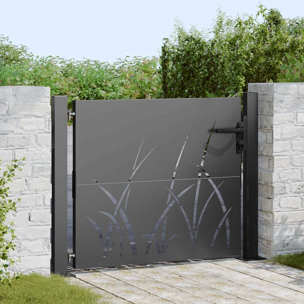 Garden Gate with Lock Black 110 x 105 cm Powder-coated steel