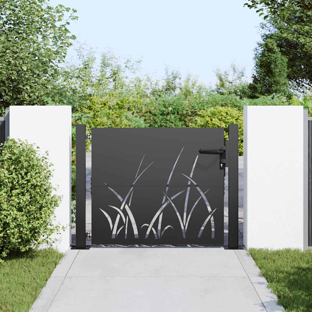 Garden Gate with Lock Black 110 x 105 cm Powder-coated steel