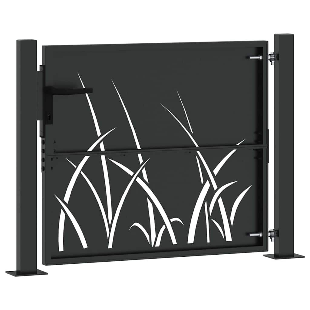 Garden Gate with Lock Black 110 x 105 cm Powder-coated steel