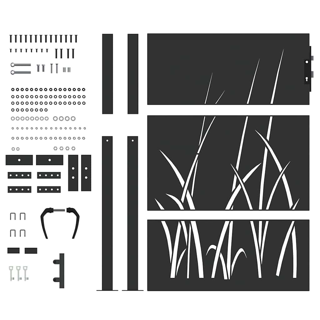 Garden Gate with Lock Black 110 x 130 cm Powder-coated steel