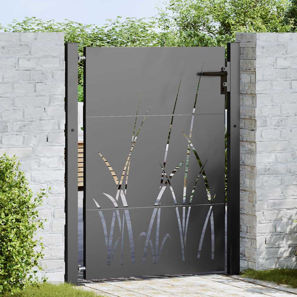 Garden Gate with Lock Black 110 x 130 cm Powder-coated steel