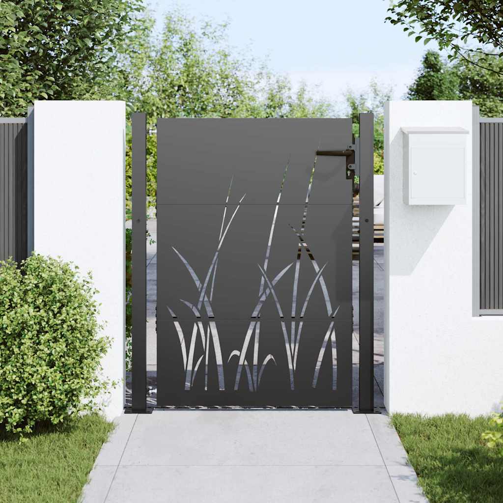 Garden Gate with Lock Black 110 x 130 cm Powder-coated steel