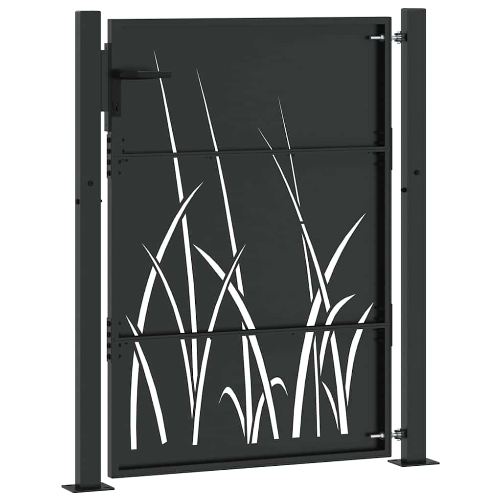Garden Gate with Lock Black 110 x 130 cm Powder-coated steel